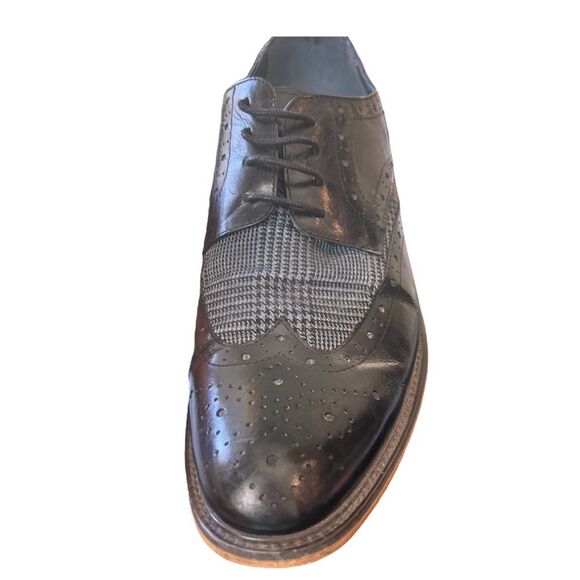 Vintage Foundary men’s black leather wingtip with houndstooth detail size 9.5 - Picture 6 of 12